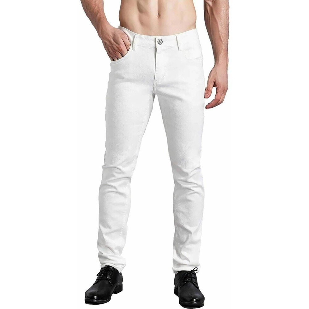 ZLZ‎ Men's White Jeans Stretch Slim Fit Younger-Looking Comfy Pants Size 38 NWT